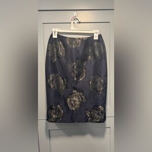 Carlisle Women's Skirt Navy Blue With Gold Roses, Size 4